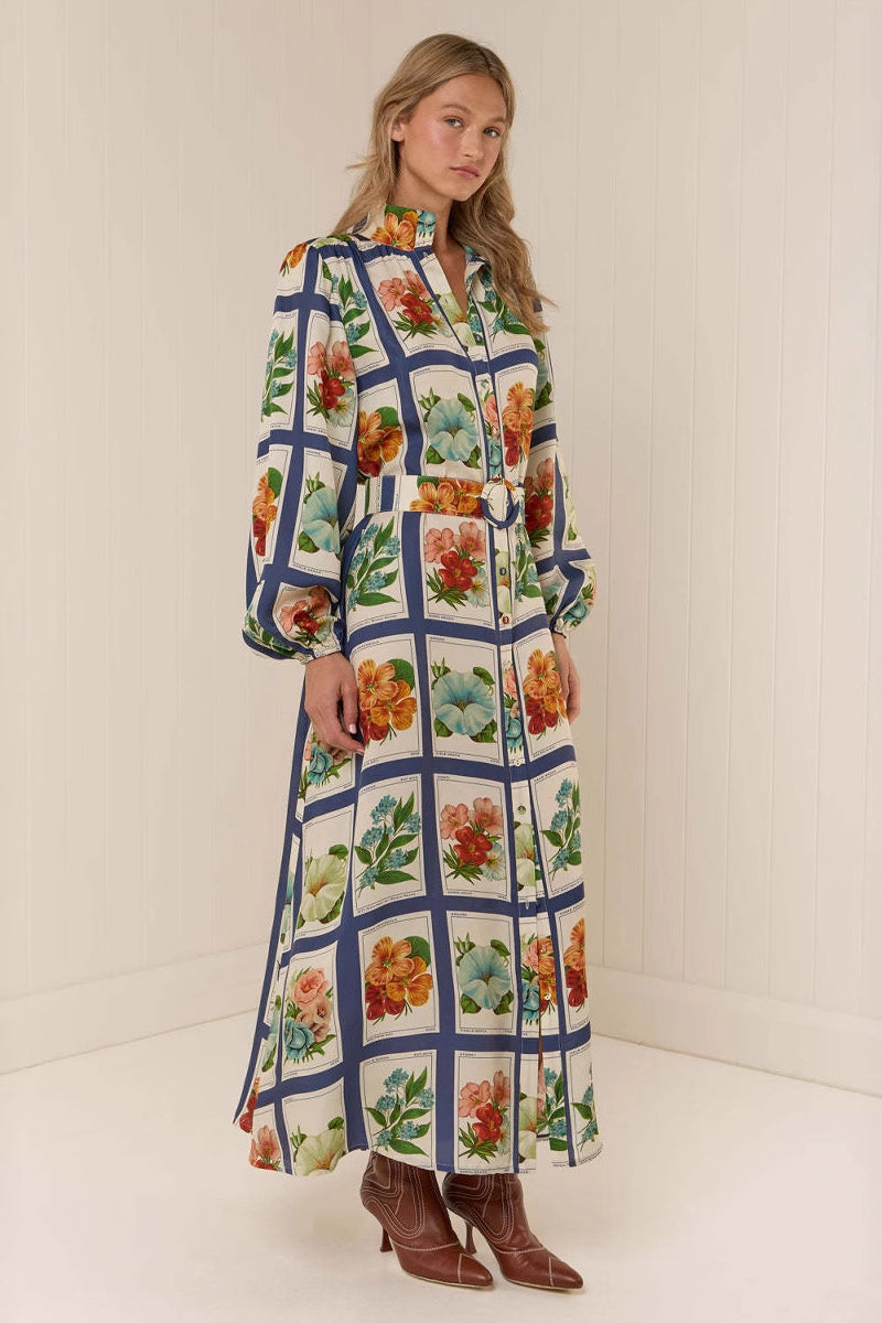 Elegant Stand Collar Maxi Dress