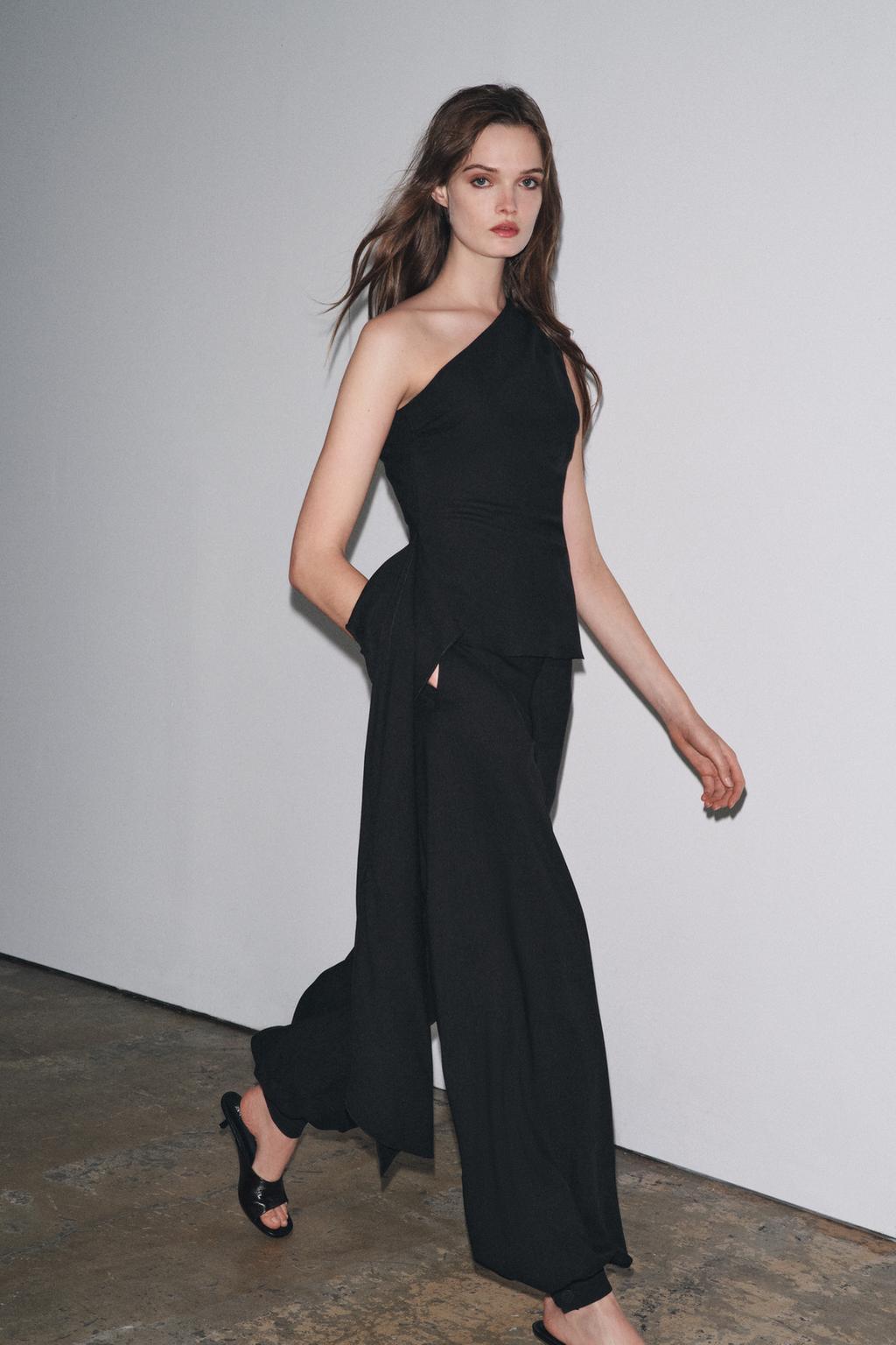 Asymmetric One Shoulder Top & Wide Leg Trousers Set