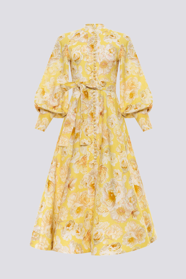 Vestido Maxi Floral com Mangas Balão Cécilie