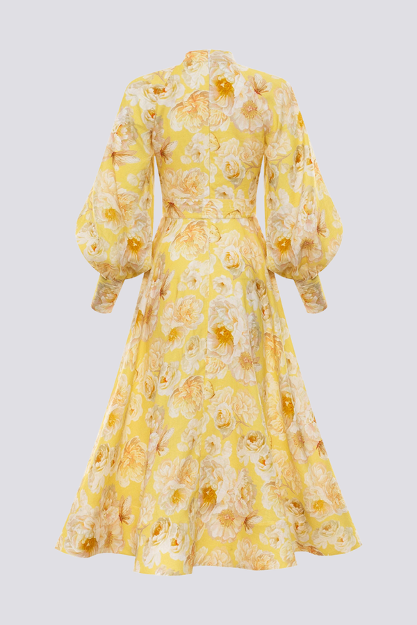 Vestido Maxi Floral com Mangas Balão Cécilie