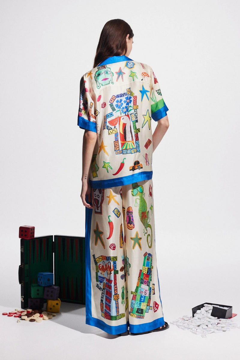 Ensemble pantalon patchwork à col en V Clarette