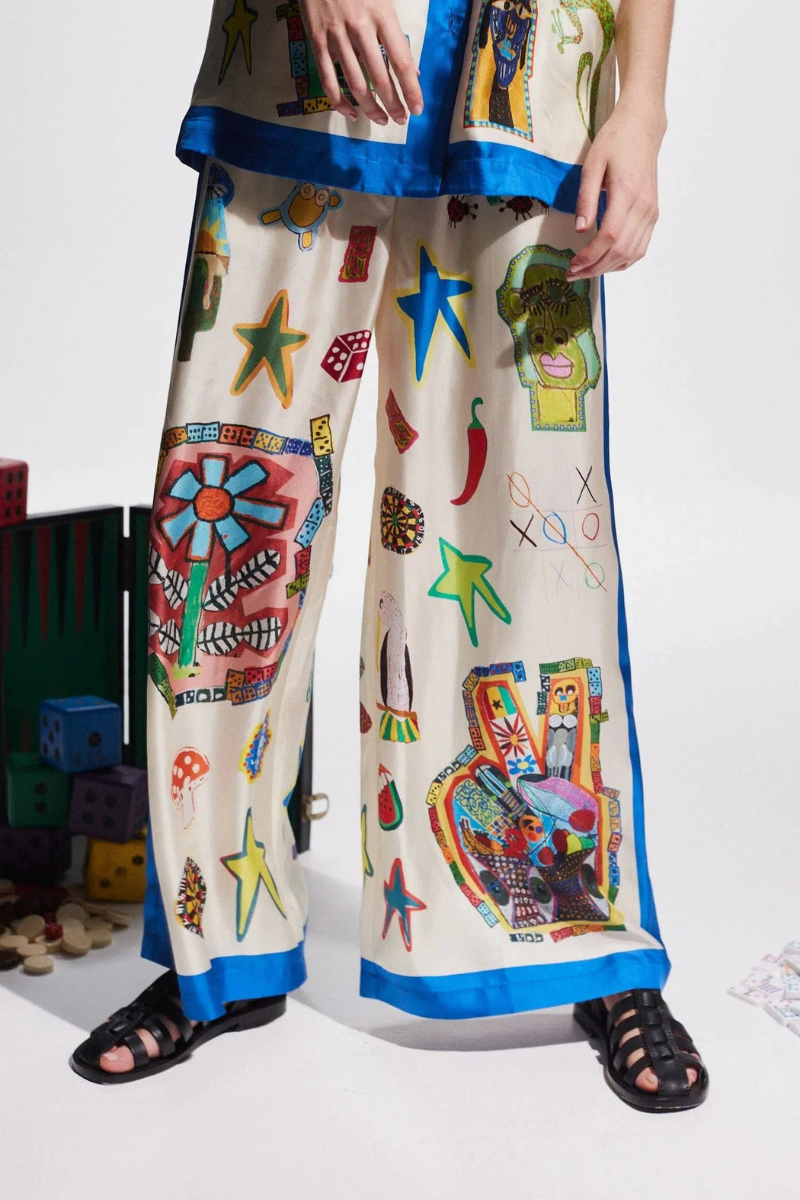 Ensemble pantalon patchwork à col en V Clarette