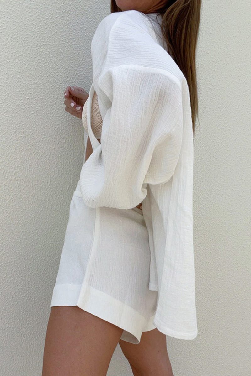 Conjunto de shorts de duas peças de algodão Wonderland amarrado