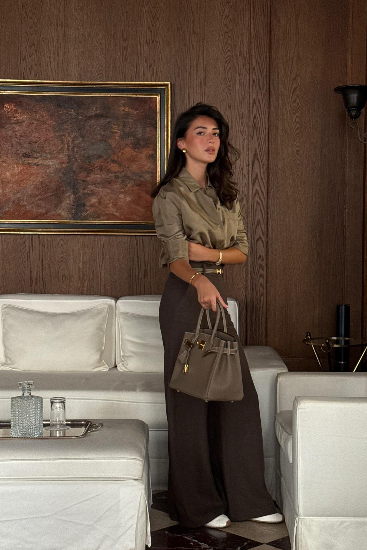 Luxury Button Down Shirt & High Waisted Wide-Leg Trousers