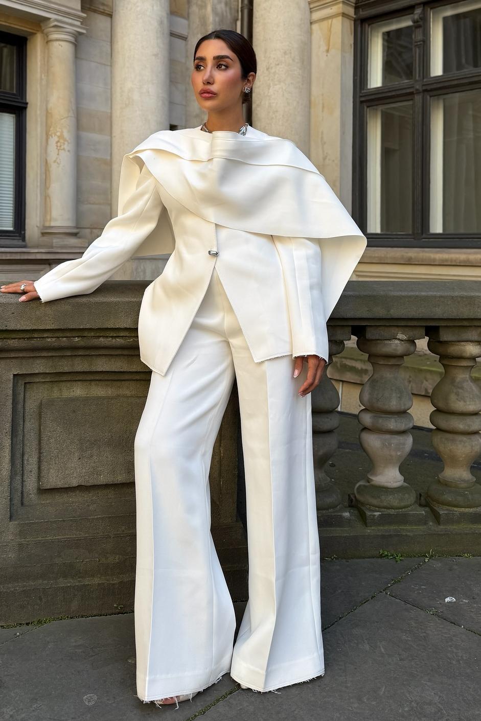 Cape Blazer Wide Leg Pants Set