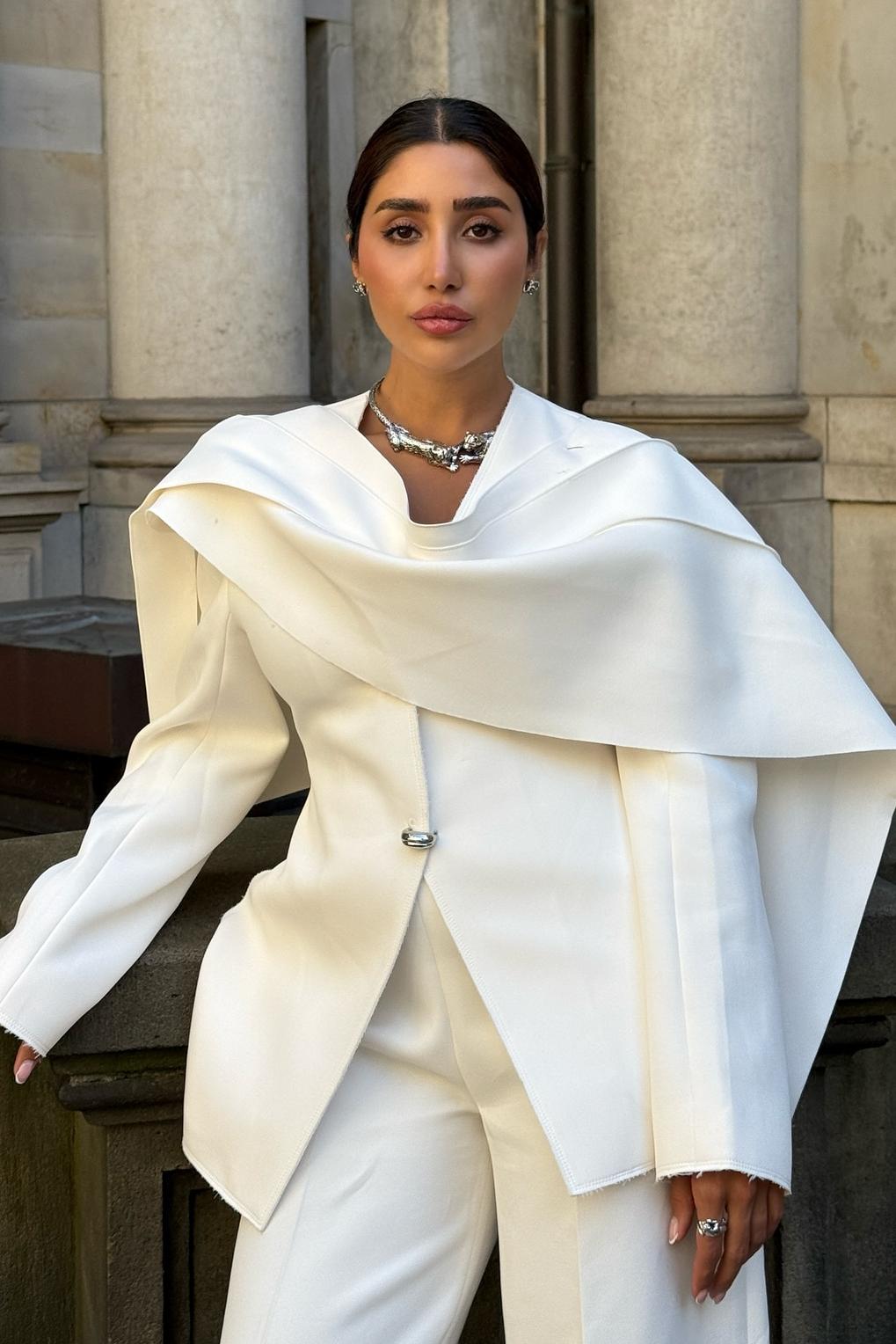 Cape Blazer Wide Leg Pants Set