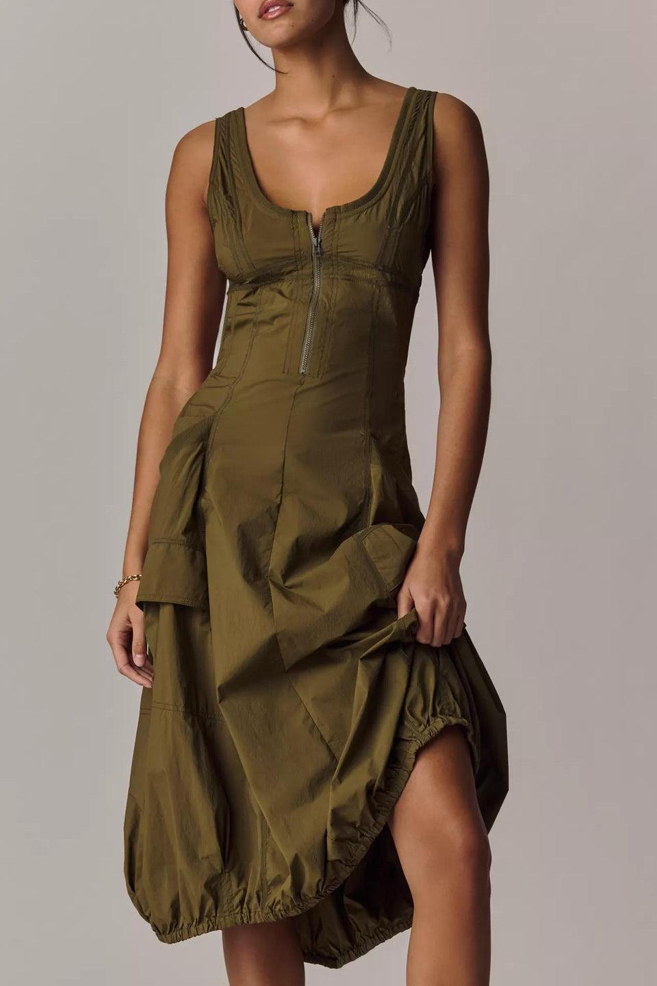 Daily Practice Fastpack Bubble-Hem Midi Dress