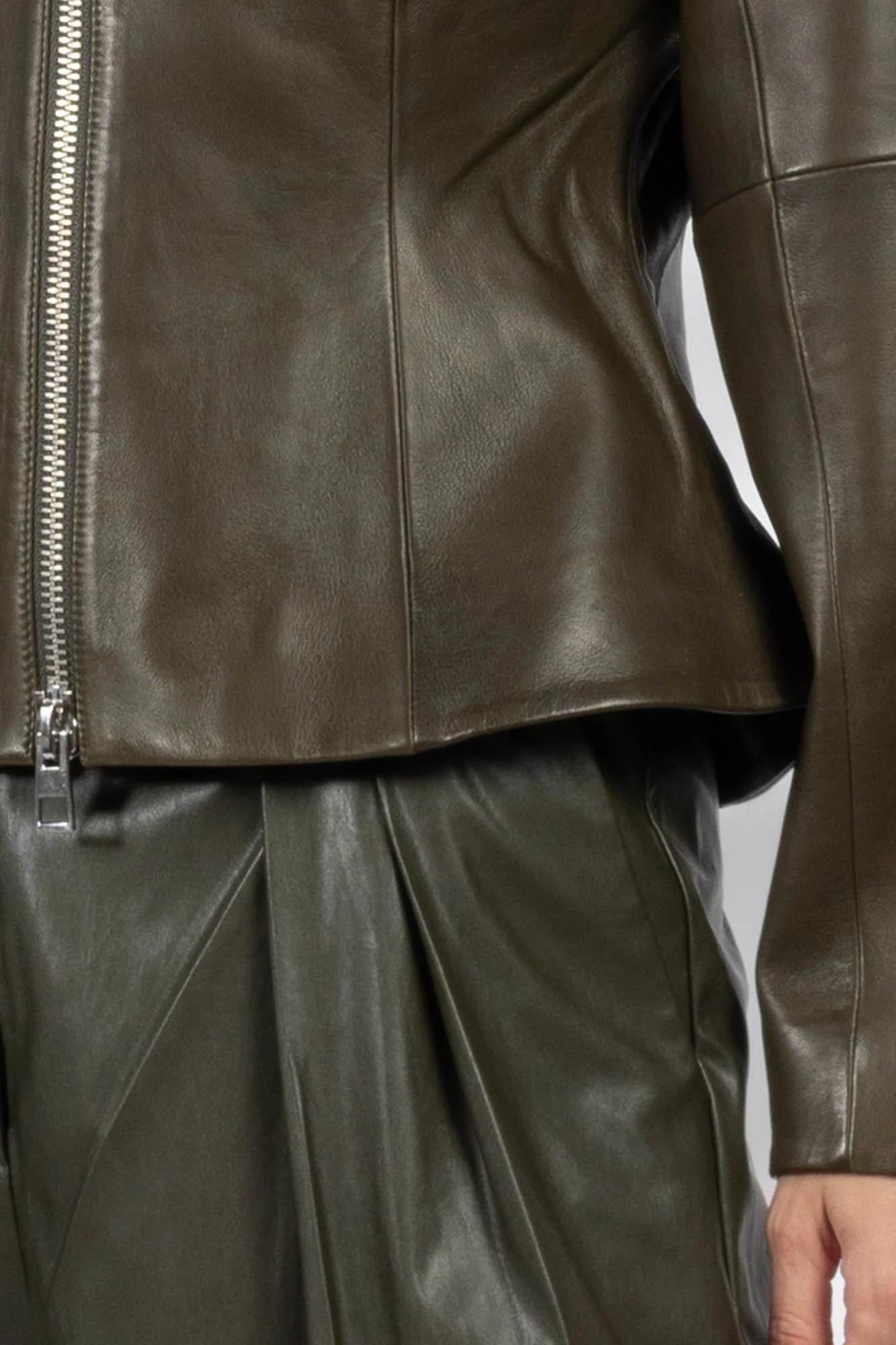 Form - Fitting Leather Zip Jacket