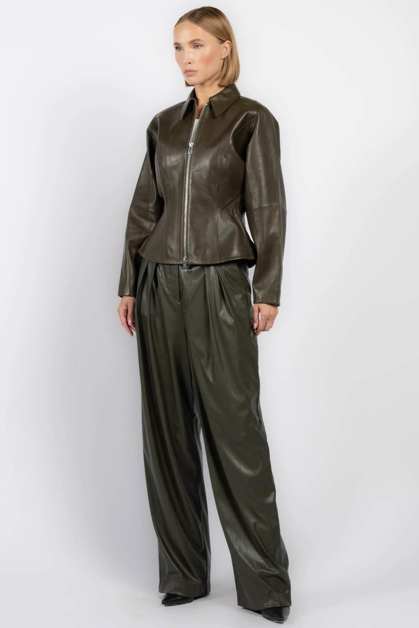 Form - Fitting Leather Zip Jacket
