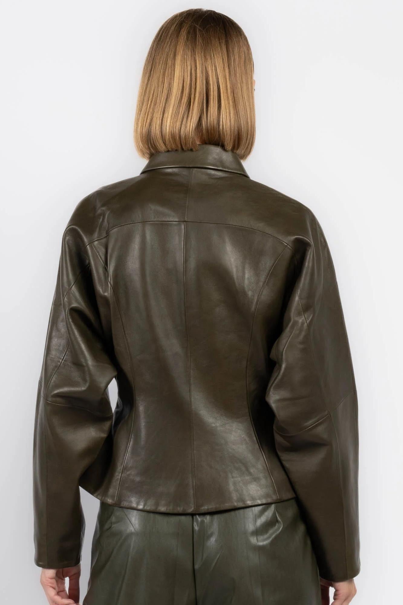 Form - Fitting Leather Zip Jacket