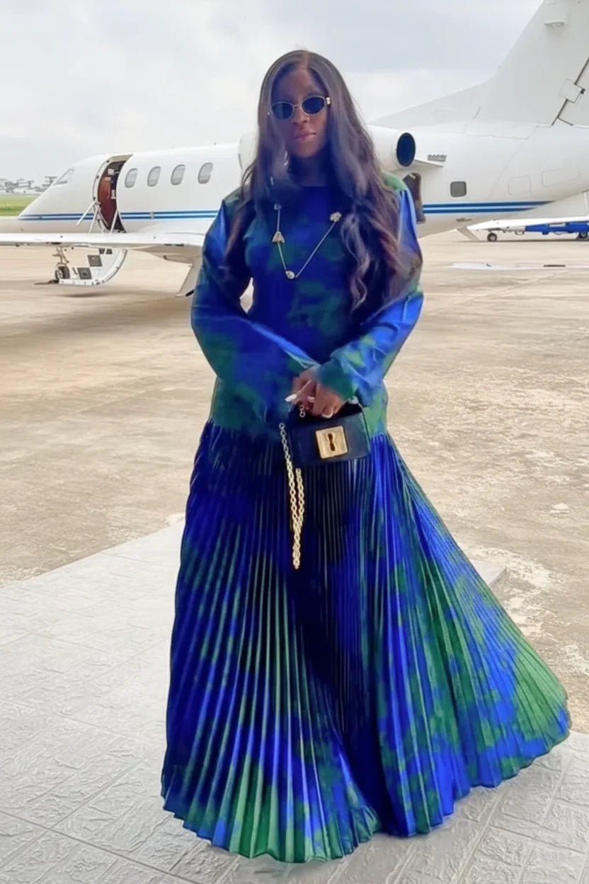 Slunečnicově zlaté plisované maxi šaty