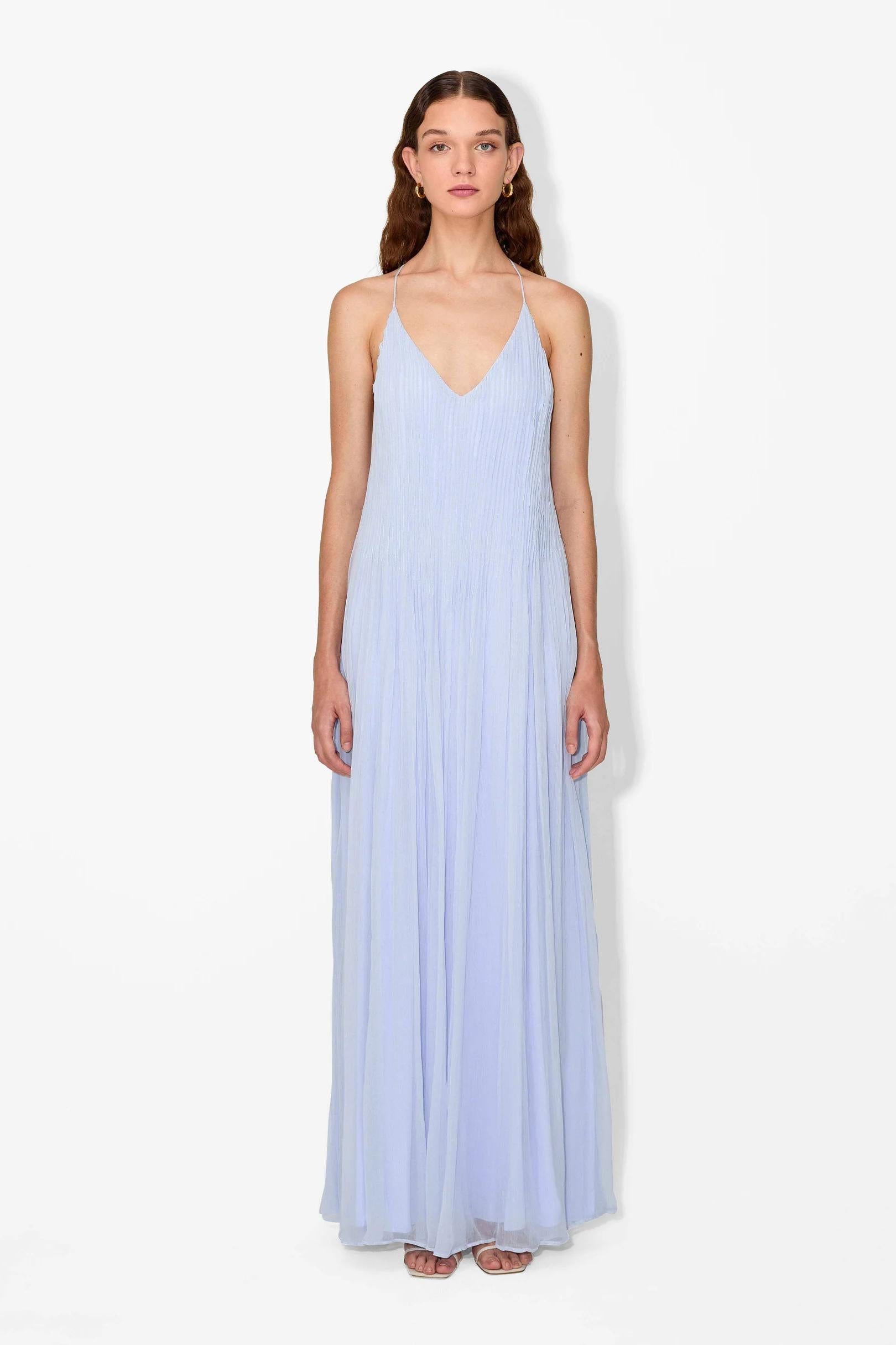 Vestido longo com alça estampada e hortênsia Kacey