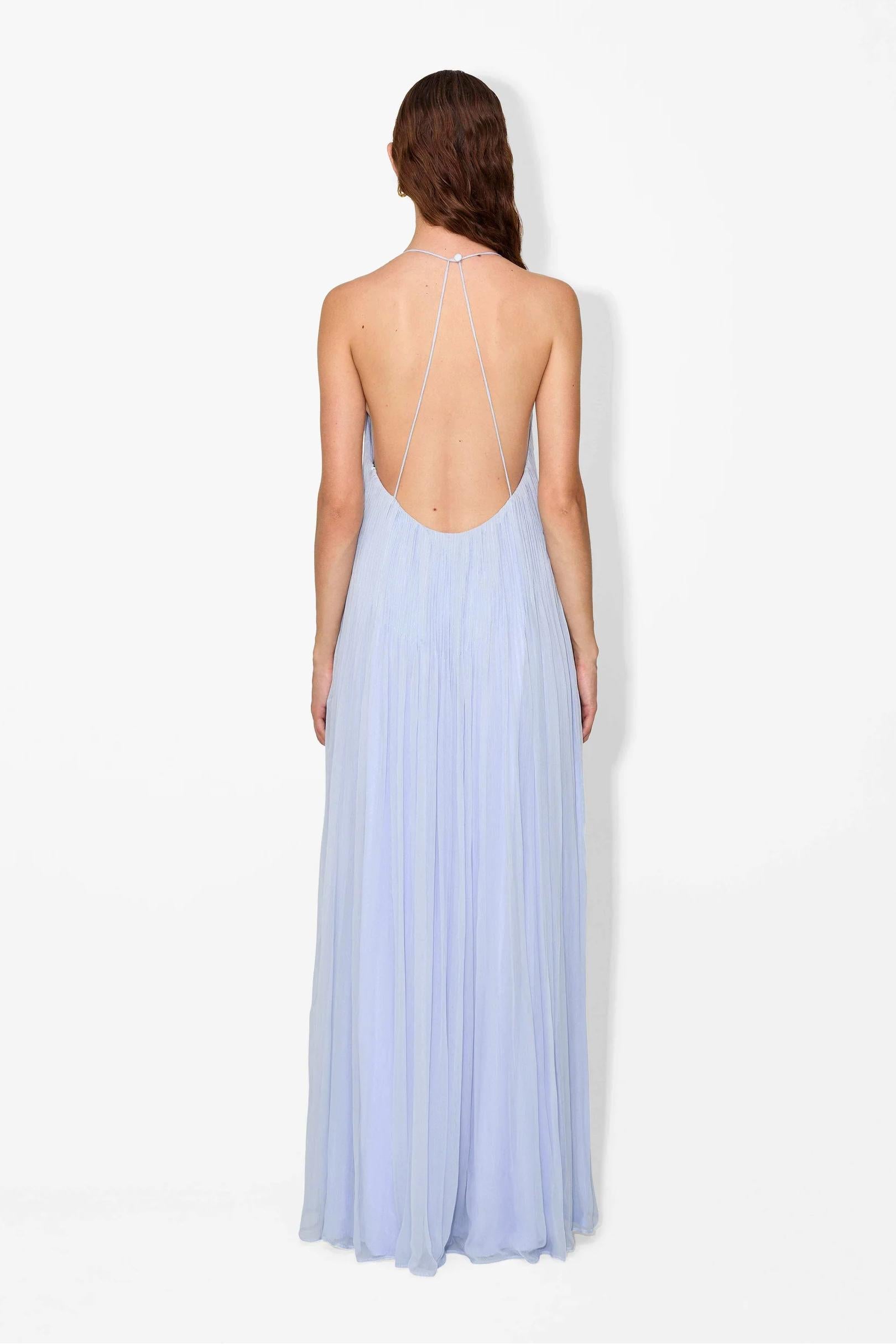 Vestido longo com alça estampada e hortênsia Kacey
