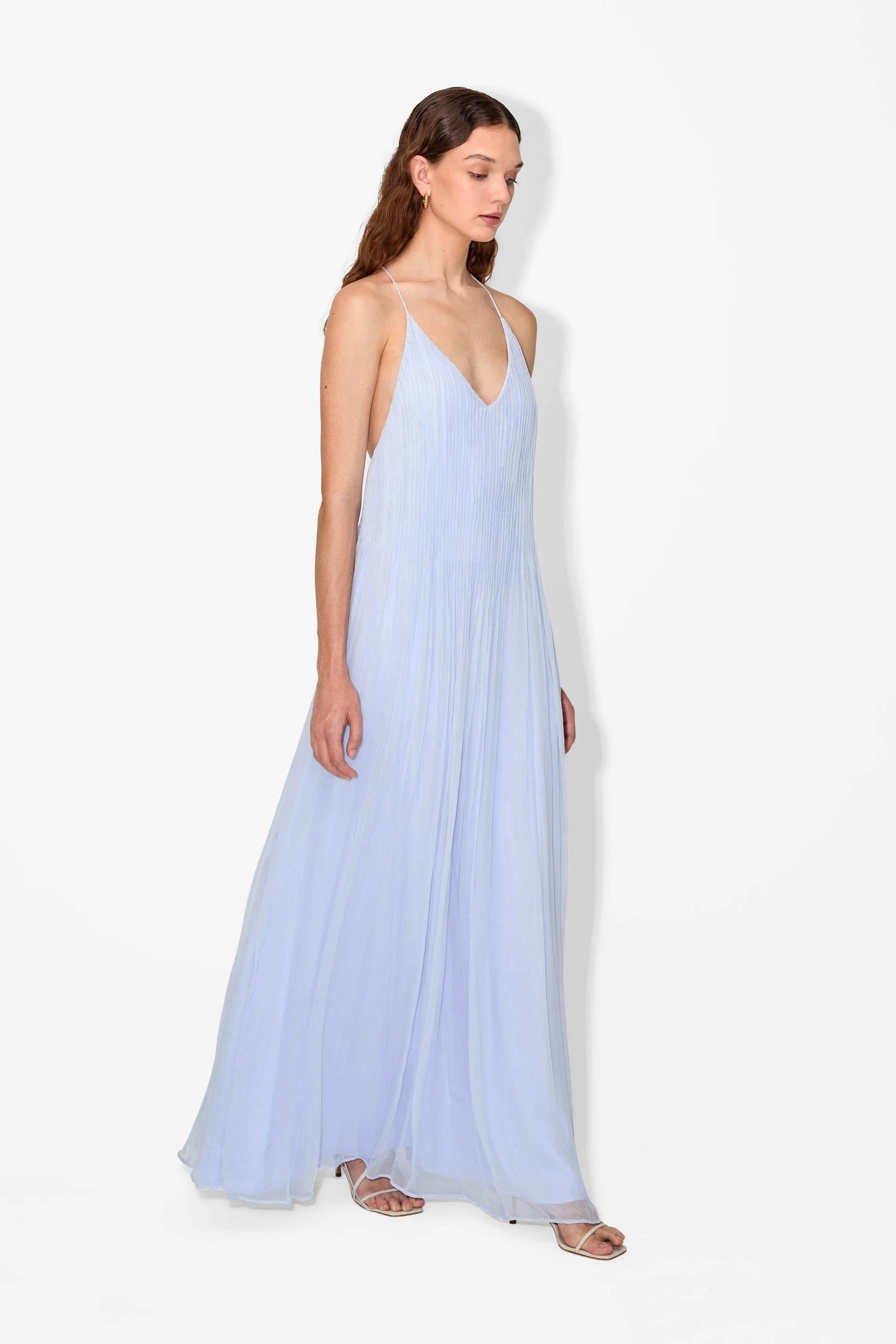 Vestido longo com alça estampada e hortênsia Kacey