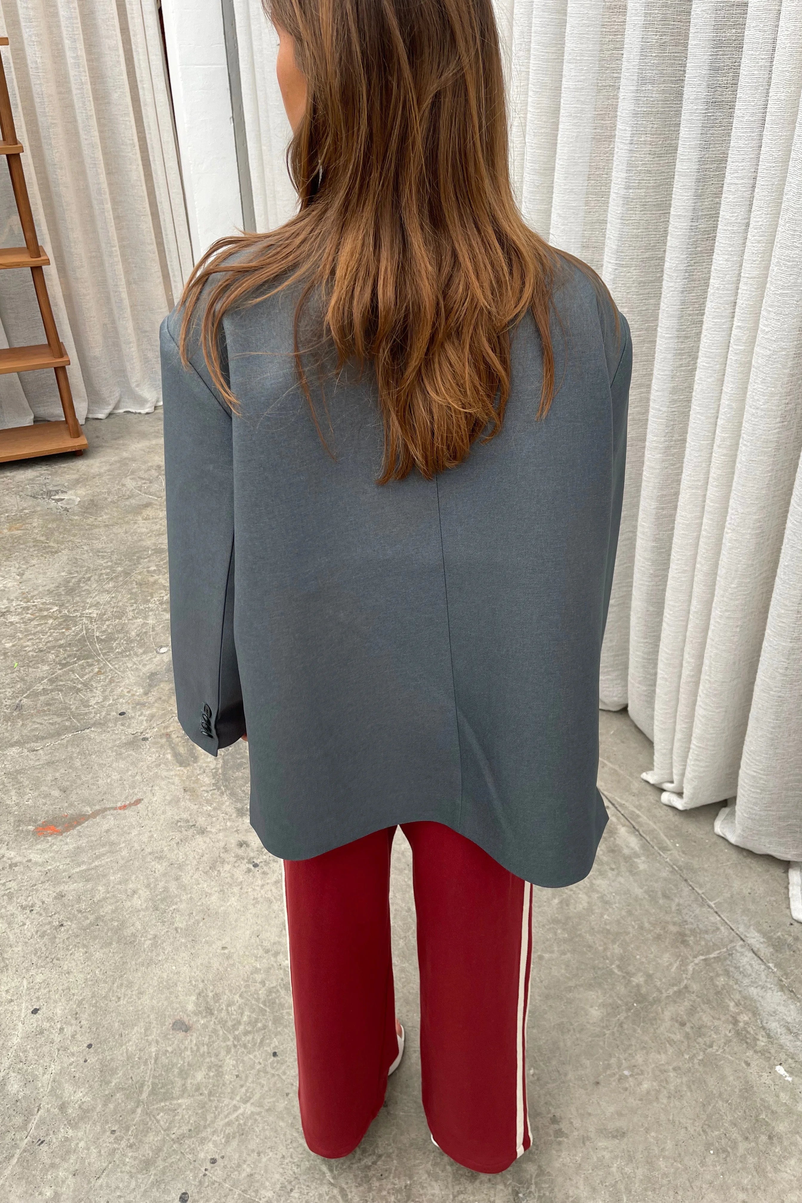 Oversized Side Slid Blazer Stål Blå