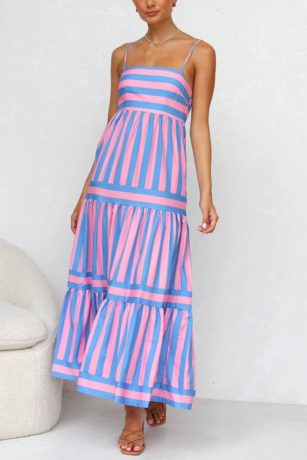 strapless open back dress Laina Dress PINK/BLUE