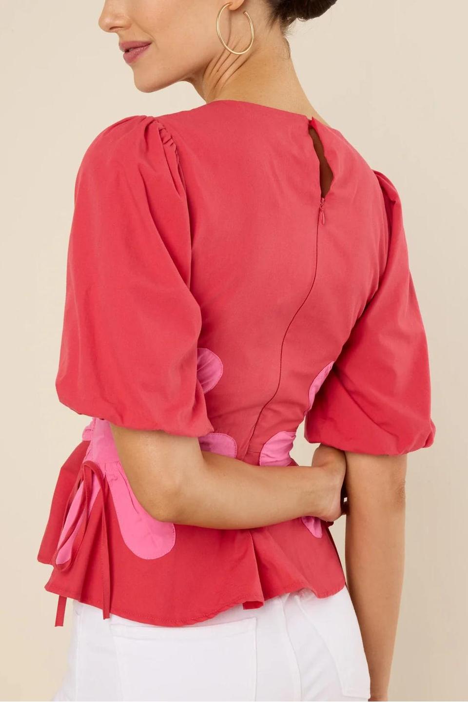 Izzie Contrast Floral Self-Ties Top