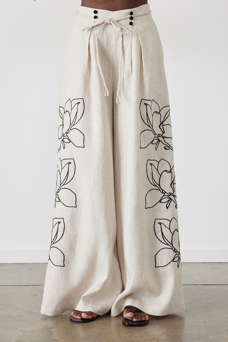 Jasmin Ballong Sleeve Blommiga Byxor Set