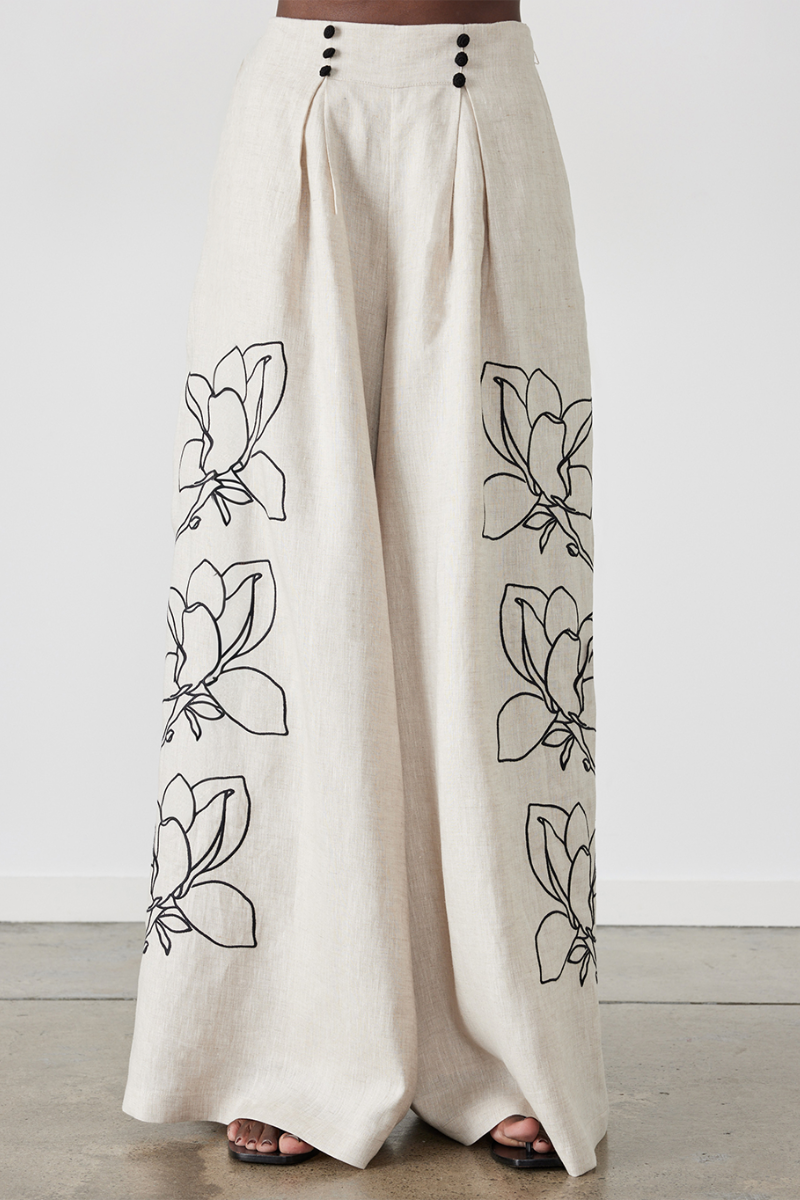 Jasmin Ballong Sleeve Blommiga Byxor Set