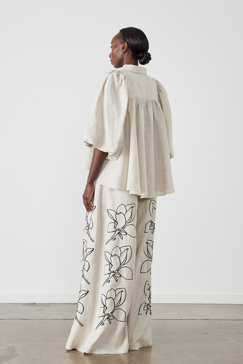 Jasmin Ballong Sleeve Blommiga Byxor Set
