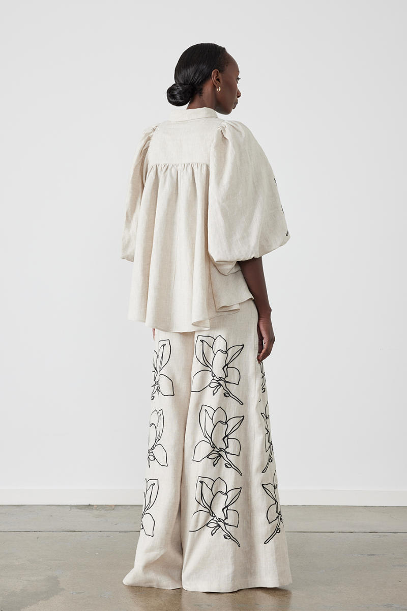 Jasmin Ballong Sleeve Blommiga Byxor Set