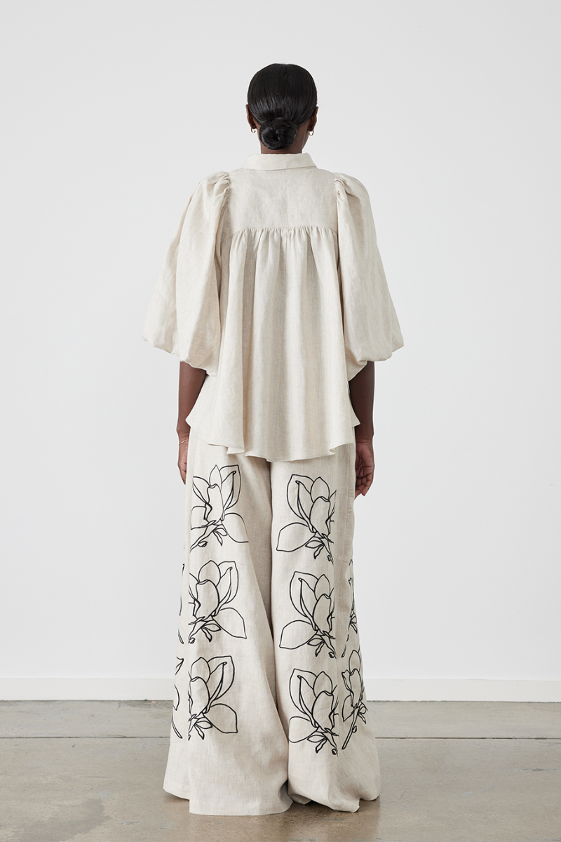 Jasmin Ballong Sleeve Blommiga Byxor Set