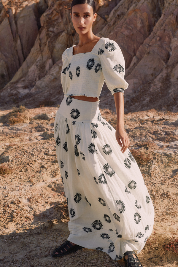 Marjolaine Puff Shoulder Bloemenrok Set