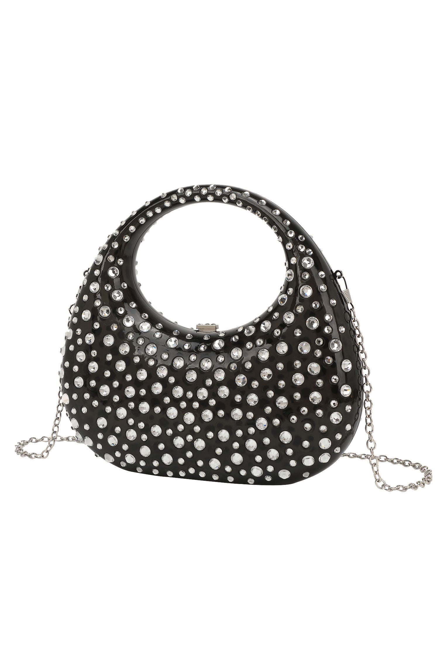 Borsa a mano in acrilico decorata con diamanti