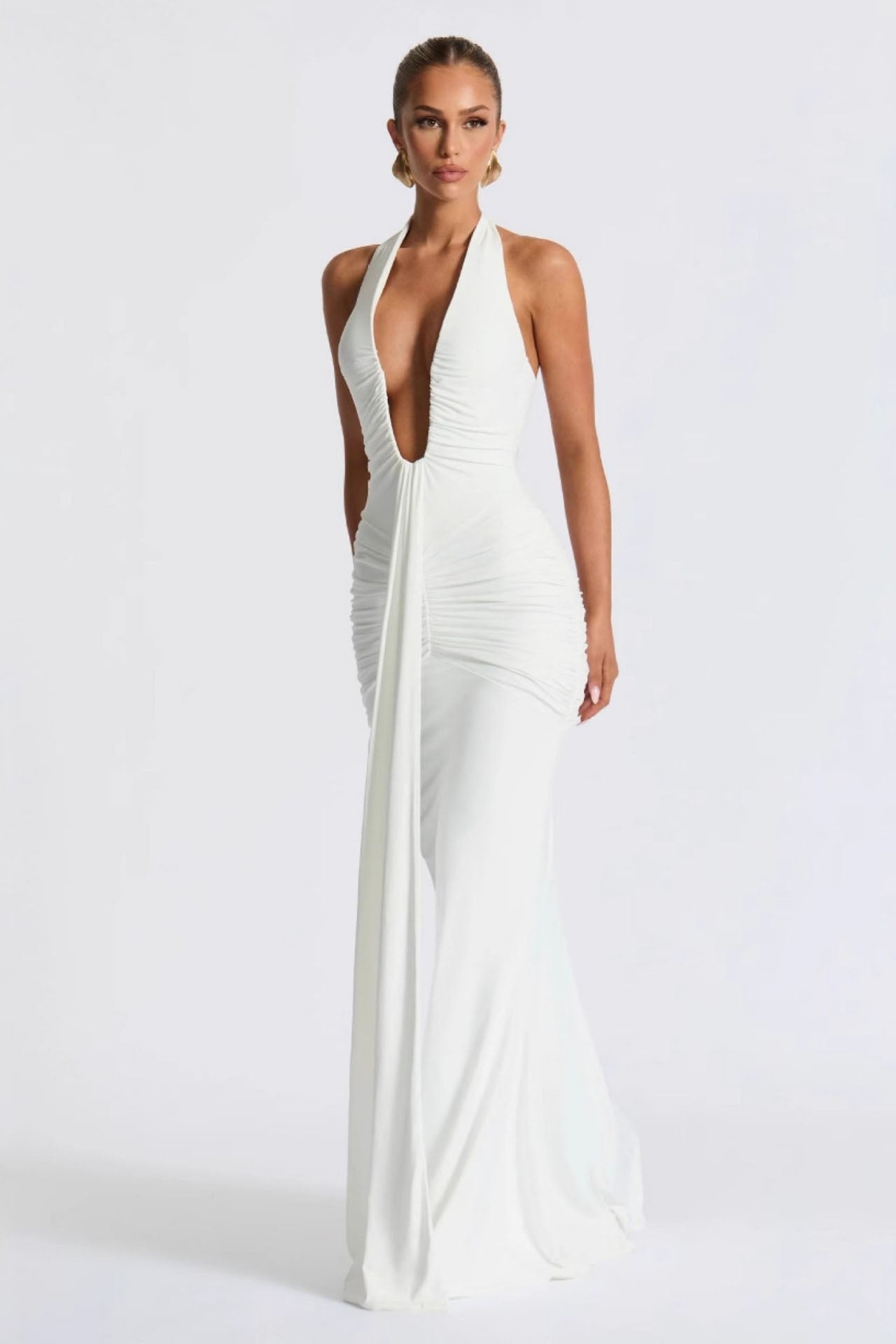 Halter Deep V Mermaid Maxi Dress