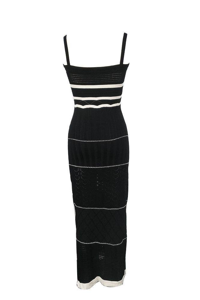 Abito lungo con spacchi traforati in maglia Esther