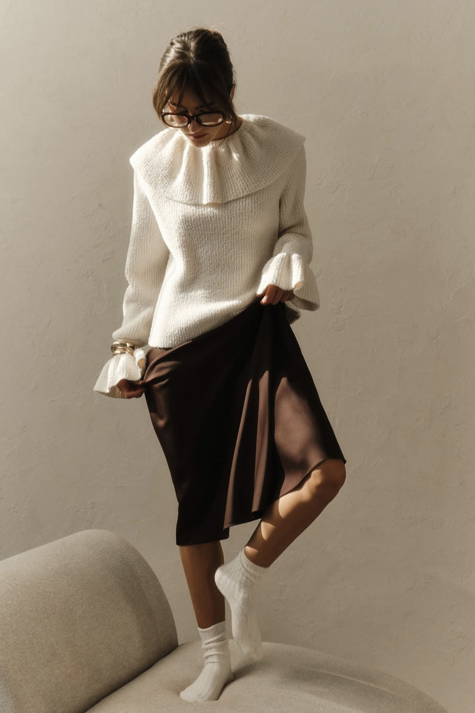 Joa haftowana koronkowa sukienka maxi z rozkloszowanym dołem