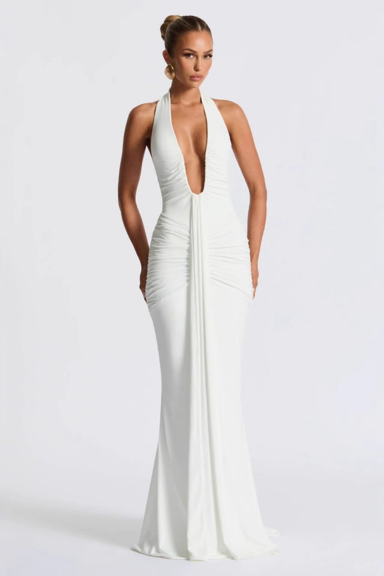 Halter Deep V Mermaid Maxi Dress