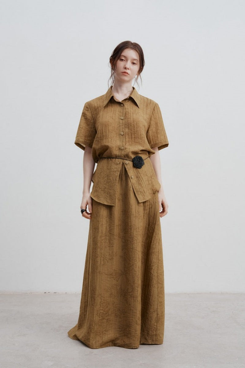 Camisa Tencel Padrão Jacquard