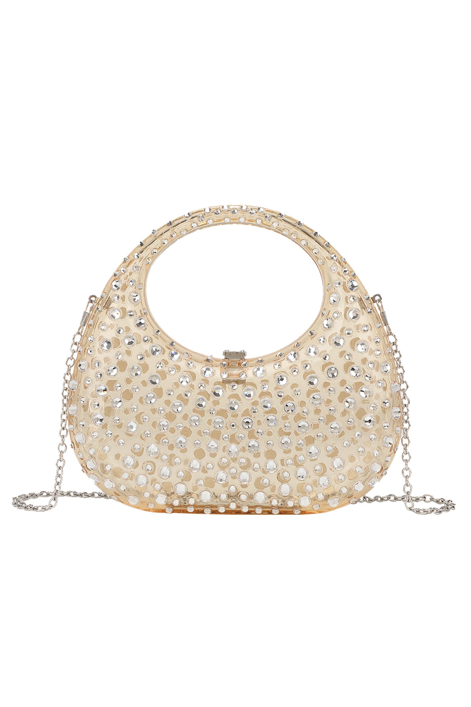 Borsa a mano in acrilico decorata con diamanti