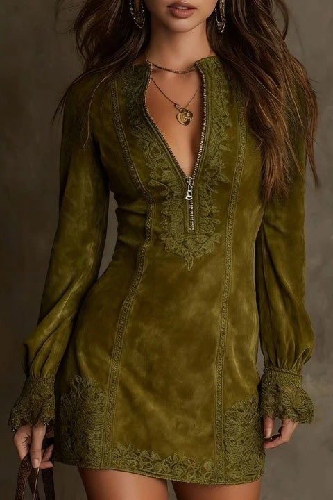 Grace Floral Appliqué Korte Mouw Midi Jurk