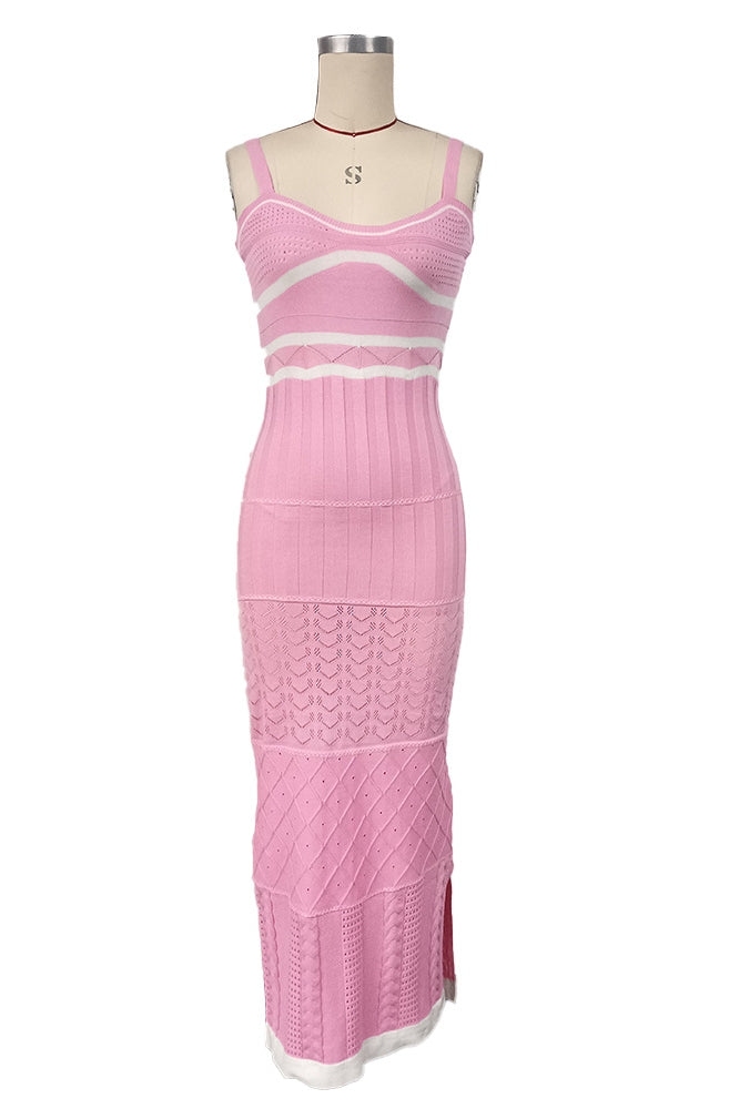 Abito lungo con spacchi traforati in maglia Esther