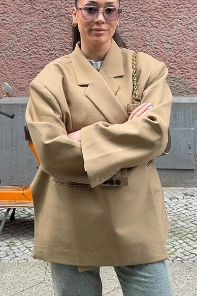 Oversized Side Slid Blazer Stål Blå