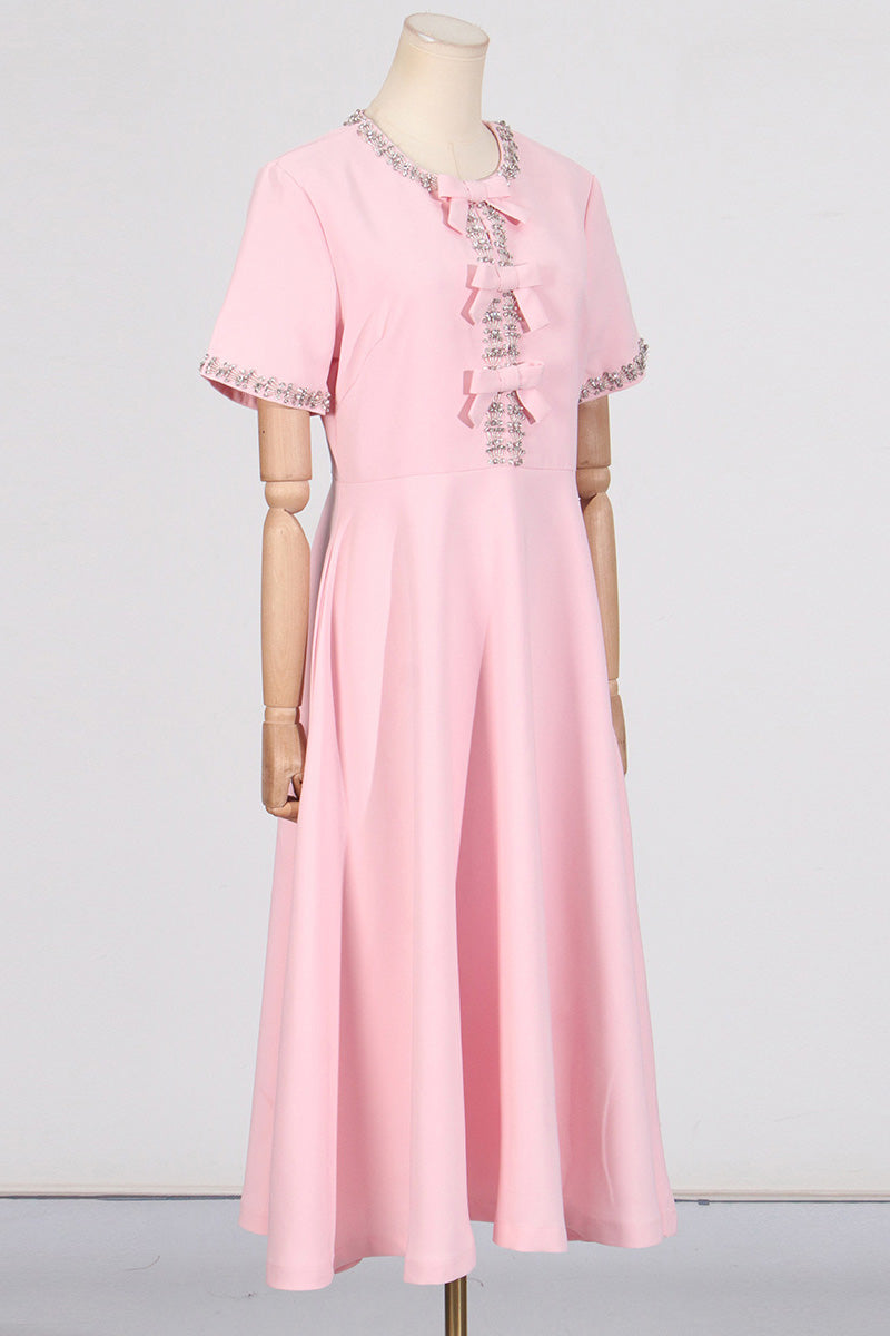 Rochie midi Zoe Bowknot impodobita cu cristale
