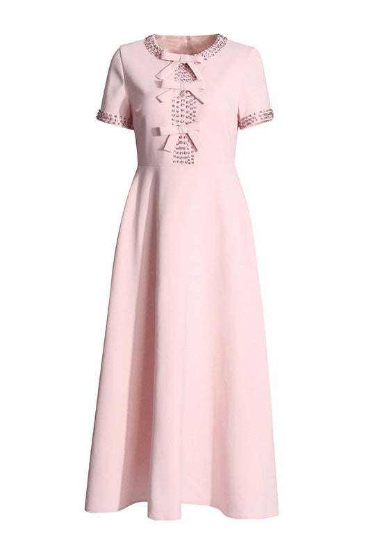 Rochie midi Zoe Bowknot impodobita cu cristale