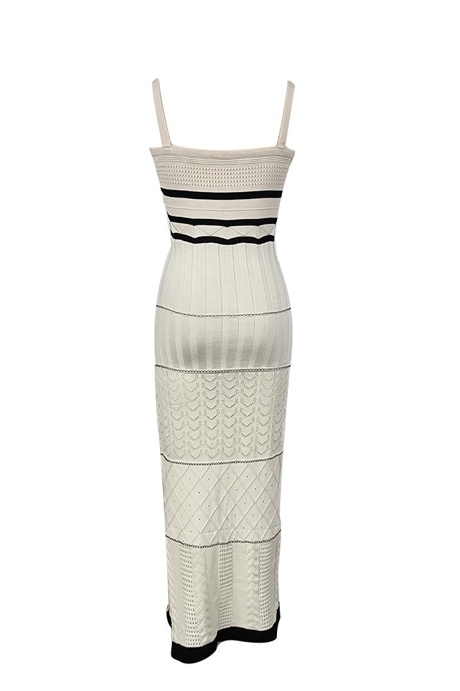 Abito lungo con spacchi traforati in maglia Esther
