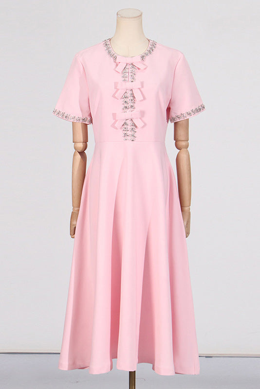 Rochie midi Zoe Bowknot impodobita cu cristale