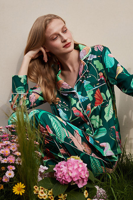 طقم ملابس مريحة بأكمام ثلجية بطبعة نمر وقرد