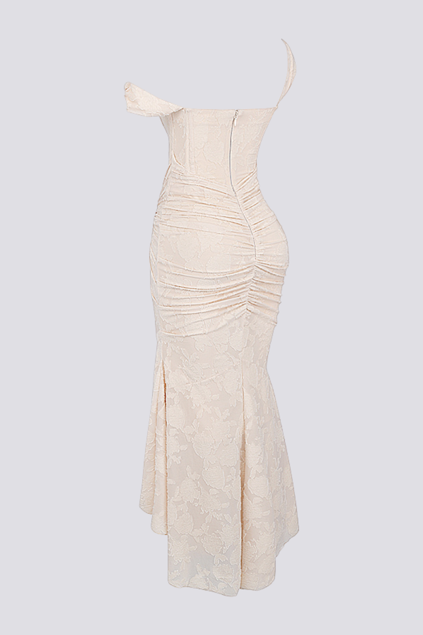 Vestido Maxi Corset Fruncido Octavie en Beige