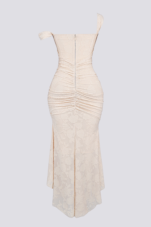 Vestido Maxi Corset Fruncido Octavie en Beige