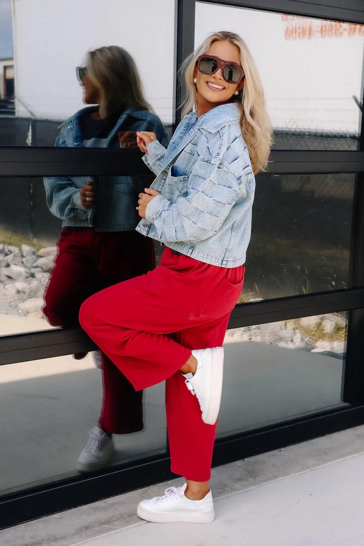 Patchwork Print Denim Cropped Jacket