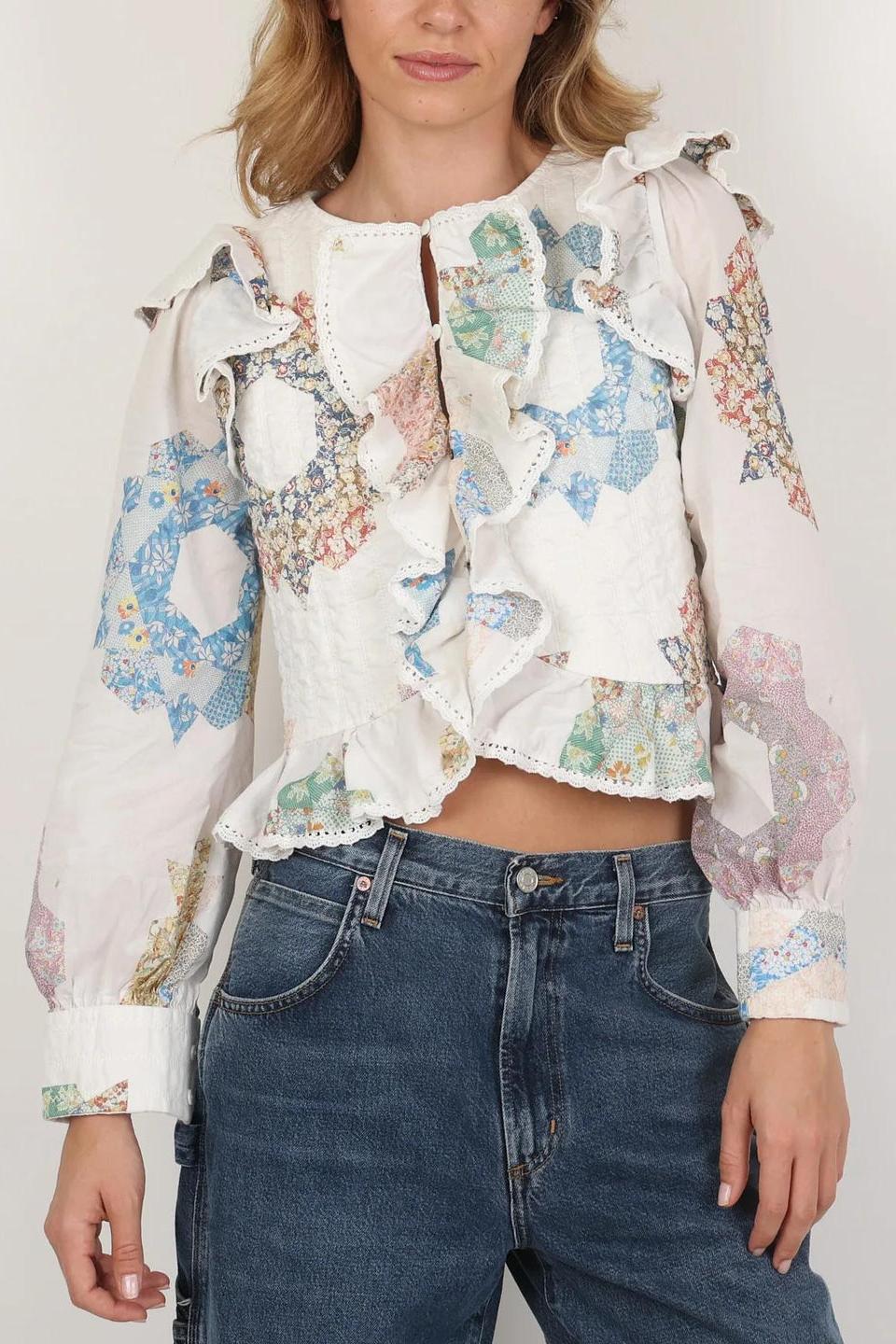 Quilted Bodice Table Cloth Blouse
