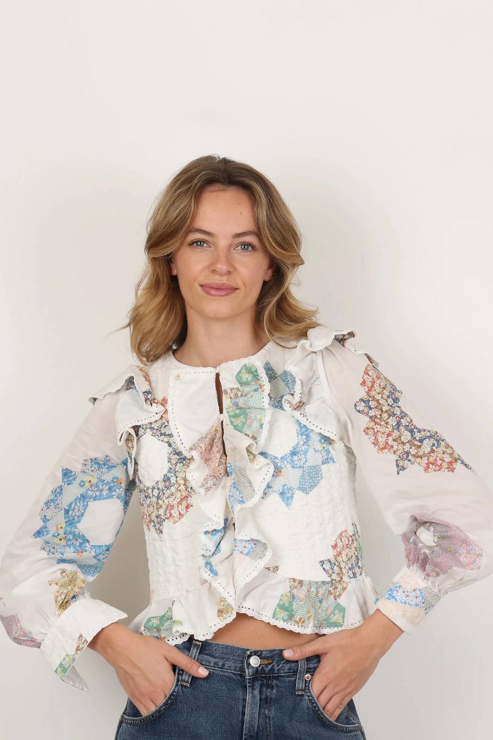 Quilted Bodice Table Cloth Blouse