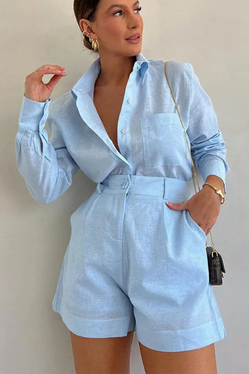 Senela - Dwuczęściowy komplet z mieszanki bawełny i lnu