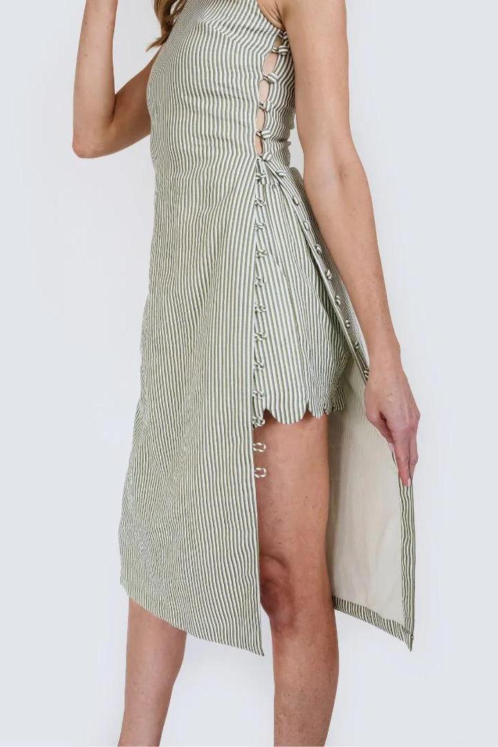 Seersucker Olive Midi Tunic Shorts Sets