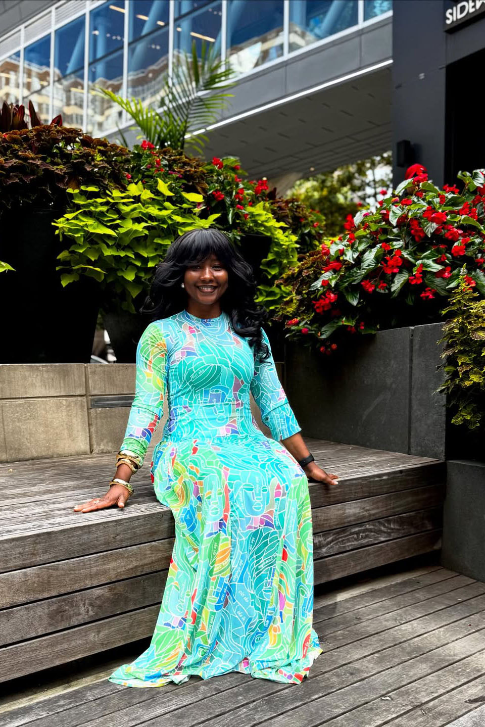 Vibrant Geo Print Maxi Dress